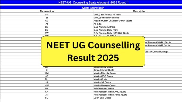 NEET UG Counselling Result 2025